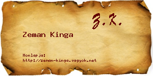 Zeman Kinga névjegykártya